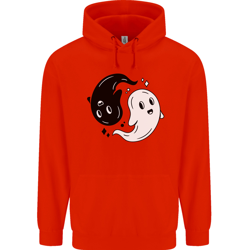 Funny Halloween Ying Yang Ghosts Childrens Kids Hoodie Bright Red