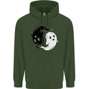 Funny Halloween Ying Yang Ghosts Childrens Kids Hoodie Forest Green