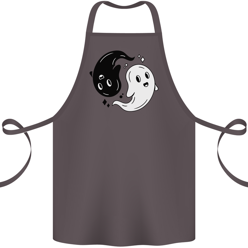 Funny Halloween Ying Yang Ghosts Cotton Apron 100% Organic Dark Grey