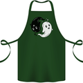 Funny Halloween Ying Yang Ghosts Cotton Apron 100% Organic Forest Green