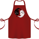 Funny Halloween Ying Yang Ghosts Cotton Apron 100% Organic Maroon