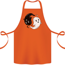Funny Halloween Ying Yang Ghosts Cotton Apron 100% Organic Orange