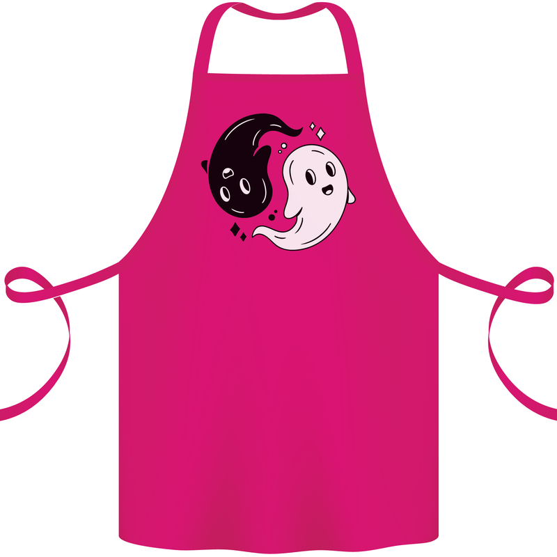 Funny Halloween Ying Yang Ghosts Cotton Apron 100% Organic Pink