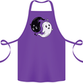 Funny Halloween Ying Yang Ghosts Cotton Apron 100% Organic Purple