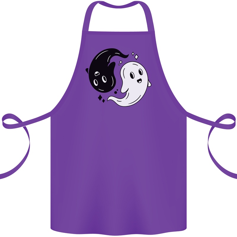 Funny Halloween Ying Yang Ghosts Cotton Apron 100% Organic Purple