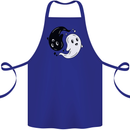 Funny Halloween Ying Yang Ghosts Cotton Apron 100% Organic Royal Blue