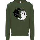 Funny Halloween Ying Yang Ghosts Kids Sweatshirt Jumper Forest Green