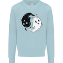 Funny Halloween Ying Yang Ghosts Kids Sweatshirt Jumper Light Blue