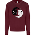 Funny Halloween Ying Yang Ghosts Kids Sweatshirt Jumper Maroon