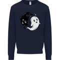 Funny Halloween Ying Yang Ghosts Kids Sweatshirt Jumper Navy Blue