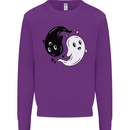 Funny Halloween Ying Yang Ghosts Kids Sweatshirt Jumper Purple