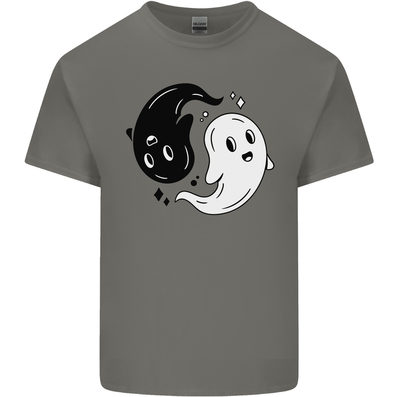 Funny Halloween Ying Yang Ghosts Kids T-Shirt Childrens Charcoal