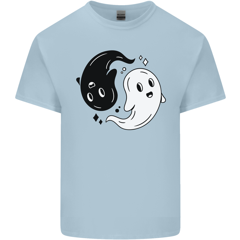 Funny Halloween Ying Yang Ghosts Kids T-Shirt Childrens Light Blue