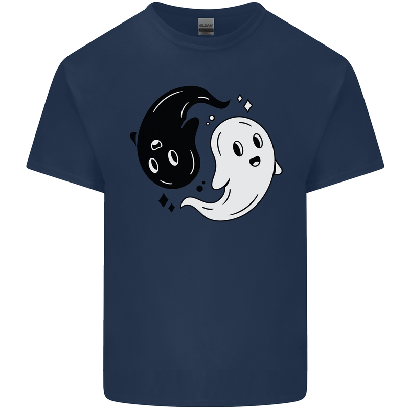 Funny Halloween Ying Yang Ghosts Kids T-Shirt Childrens Navy Blue