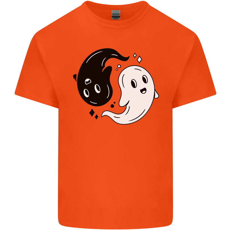Funny Halloween Ying Yang Ghosts Kids T-Shirt Childrens Orange