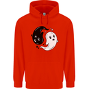 Funny Halloween Ying Yang Ghosts Mens 80% Cotton Hoodie Bright Red
