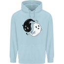 Funny Halloween Ying Yang Ghosts Mens 80% Cotton Hoodie Light Blue