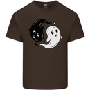 Funny Halloween Ying Yang Ghosts Mens Cotton T-Shirt Tee Top Dark Chocolate