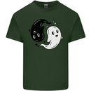 Funny Halloween Ying Yang Ghosts Mens Cotton T-Shirt Tee Top Forest Green