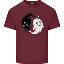 Funny Halloween Ying Yang Ghosts Mens Cotton T-Shirt Tee Top Maroon