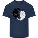 Funny Halloween Ying Yang Ghosts Mens Cotton T-Shirt Tee Top Navy Blue