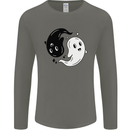 Funny Halloween Ying Yang Ghosts Mens Long Sleeve T-Shirt Charcoal