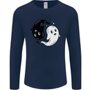 Funny Halloween Ying Yang Ghosts Mens Long Sleeve T-Shirt Navy Blue