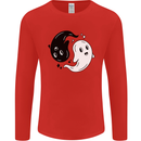 Funny Halloween Ying Yang Ghosts Mens Long Sleeve T-Shirt Red