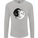 Funny Halloween Ying Yang Ghosts Mens Long Sleeve T-Shirt Sports Grey