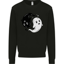 Funny Halloween Ying Yang Ghosts Mens Sweatshirt Jumper Black