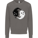 Funny Halloween Ying Yang Ghosts Mens Sweatshirt Jumper Charcoal