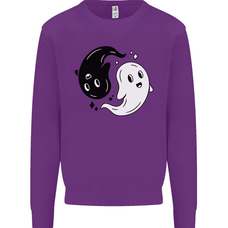 Funny Halloween Ying Yang Ghosts Mens Sweatshirt Jumper Purple