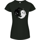 Funny Halloween Ying Yang Ghosts Womens Petite Cut T-Shirt Black