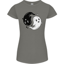 Funny Halloween Ying Yang Ghosts Womens Petite Cut T-Shirt Charcoal