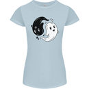 Funny Halloween Ying Yang Ghosts Womens Petite Cut T-Shirt Light Blue