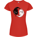 Funny Halloween Ying Yang Ghosts Womens Petite Cut T-Shirt Red