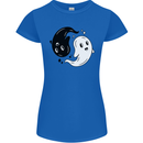 Funny Halloween Ying Yang Ghosts Womens Petite Cut T-Shirt Royal Blue