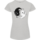 Funny Halloween Ying Yang Ghosts Womens Petite Cut T-Shirt Sports Grey