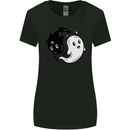 Funny Halloween Ying Yang Ghosts Womens Wider Cut T-Shirt Black