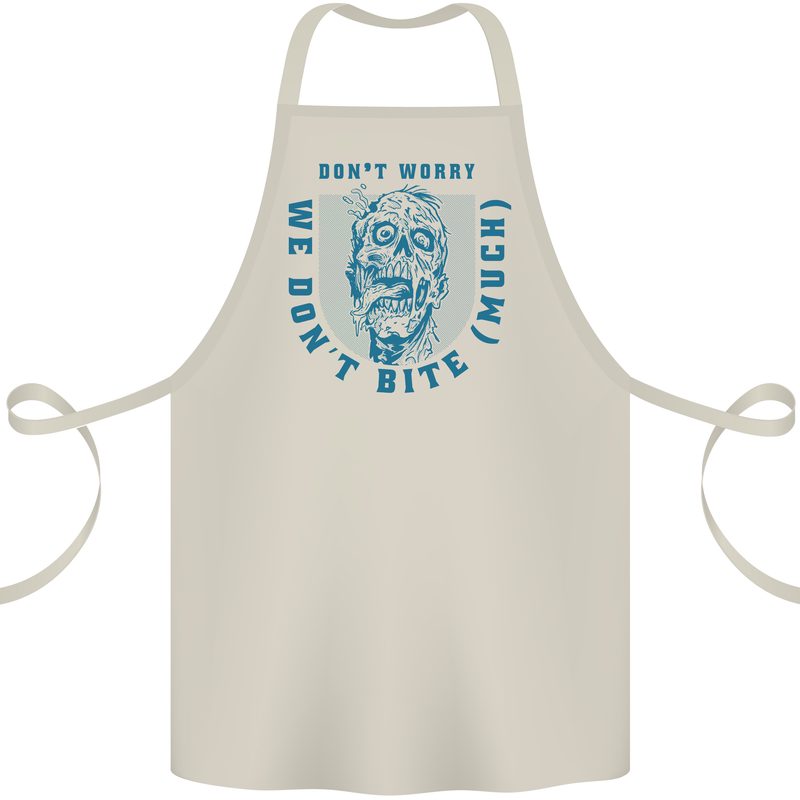 Funny Halloween Zombie We Dont Bite Much Cotton Apron 100% Organic Natural