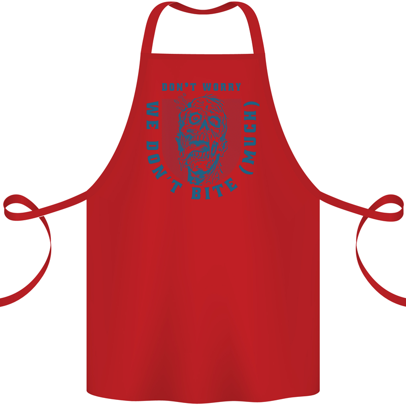 Funny Halloween Zombie We Dont Bite Much Cotton Apron 100% Organic Red