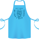 Funny Halloween Zombie We Dont Bite Much Cotton Apron 100% Organic Turquoise