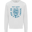 Funny Halloween Zombie We Dont Bite Much Kids Sweatshirt Jumper White