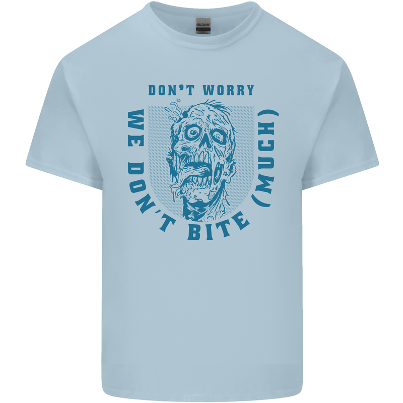 Funny Halloween Zombie We Dont Bite Much Kids T-Shirt Childrens Light Blue