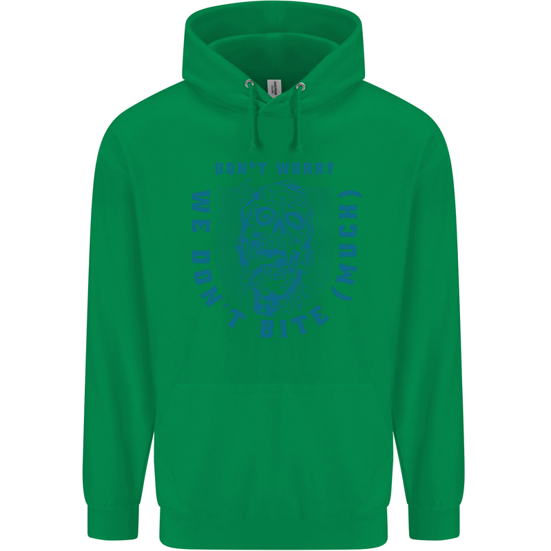 Funny Halloween Zombie We Dont Bite Much Mens 80% Cotton Hoodie Irish Green