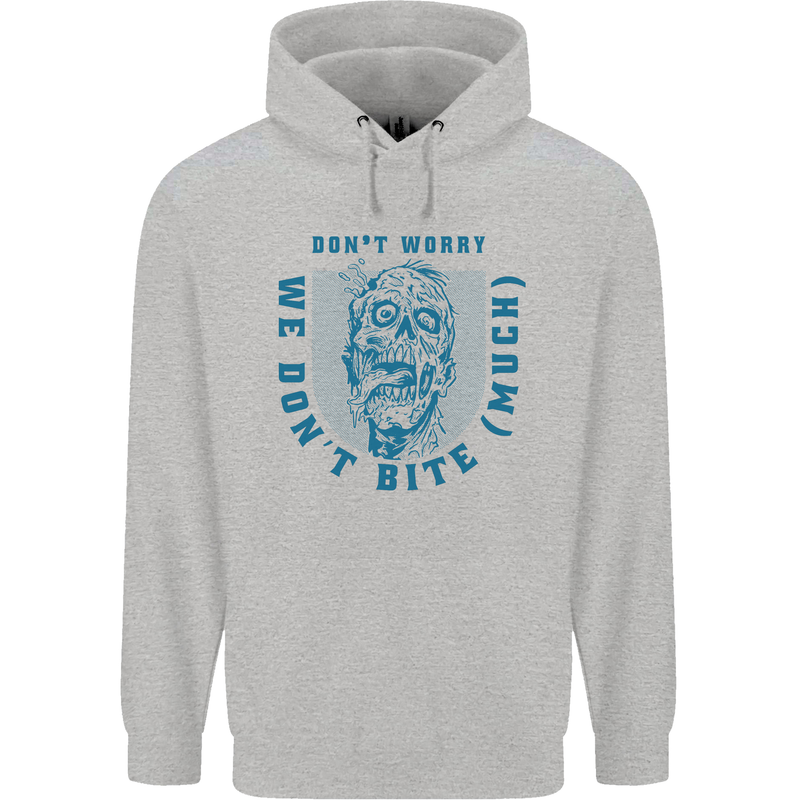 Funny Halloween Zombie We Dont Bite Much Mens 80% Cotton Hoodie Sports Grey