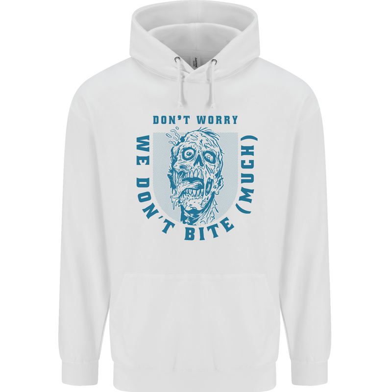 Funny Halloween Zombie We Dont Bite Much Mens 80% Cotton Hoodie White