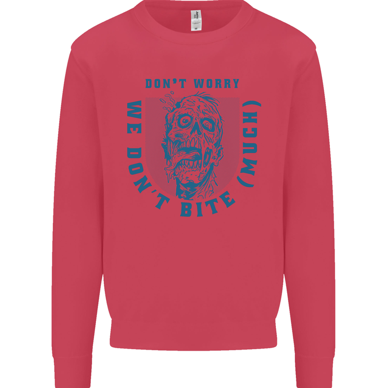 Funny Halloween Zombie We Dont Bite Much Mens Sweatshirt Jumper Heliconia