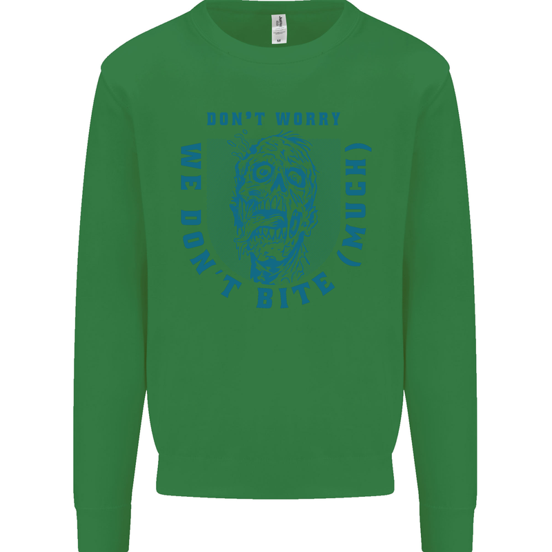 Funny Halloween Zombie We Dont Bite Much Mens Sweatshirt Jumper Irish Green
