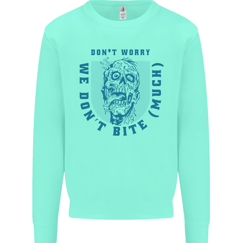 Funny Halloween Zombie We Dont Bite Much Mens Sweatshirt Jumper Peppermint